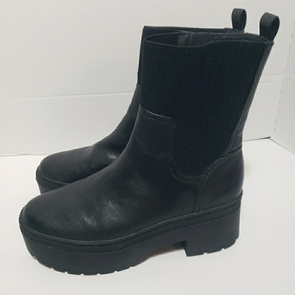 Zodiac Black Chunky Platform Moto Ankle Boots size 8.5 - Picture 2 of 10